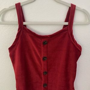 Red Velvet Tank w/ Buttons Down the Middle. Size M